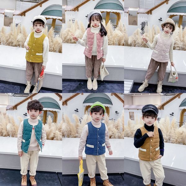 children's waistcoat children's double-sided velvet vest vest suede coral velvet men's and women's down cotton lamb cash, Camo