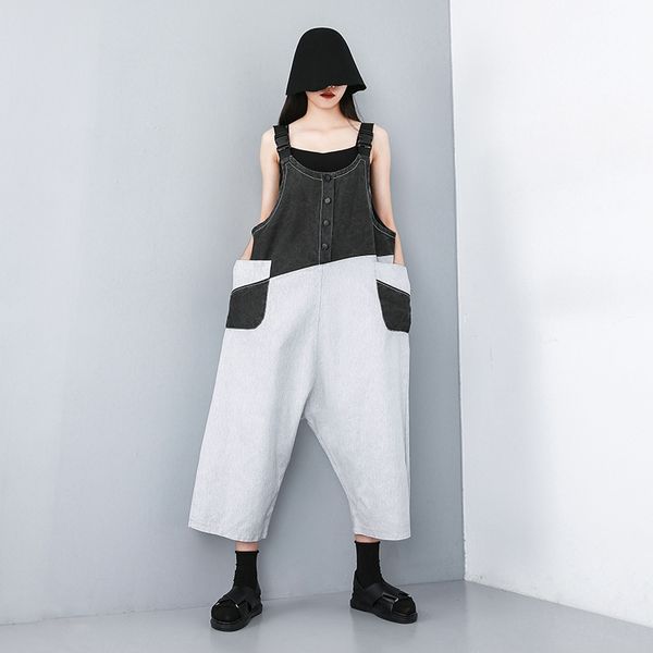 women summer fashion spliced loose casual plus size jumpsuit streetwear hip hop harem overalls pants female trousers rompers, Black;white
women summer fashion spliced loose casual plus size jumpsuit streetwear hip hop harem overalls pants female trousers rompers, Black;white