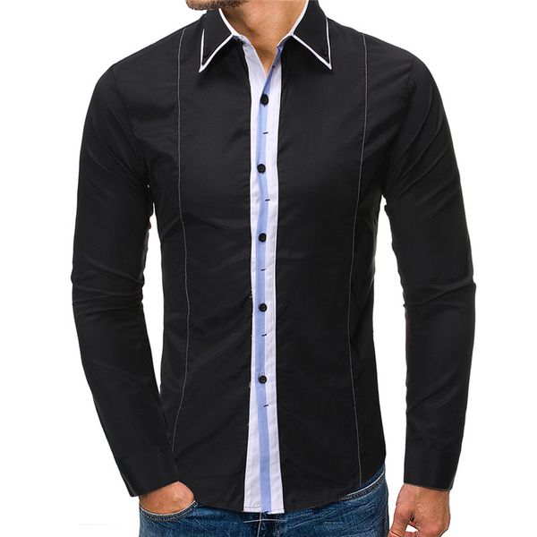 men's casual shirts mens long sleeve dress man business patchwork color shirt work wear formal slim fit male party, White;black
men's casual shirts mens long sleeve dress man business patchwork color shirt work wear formal slim fit male party, White;black