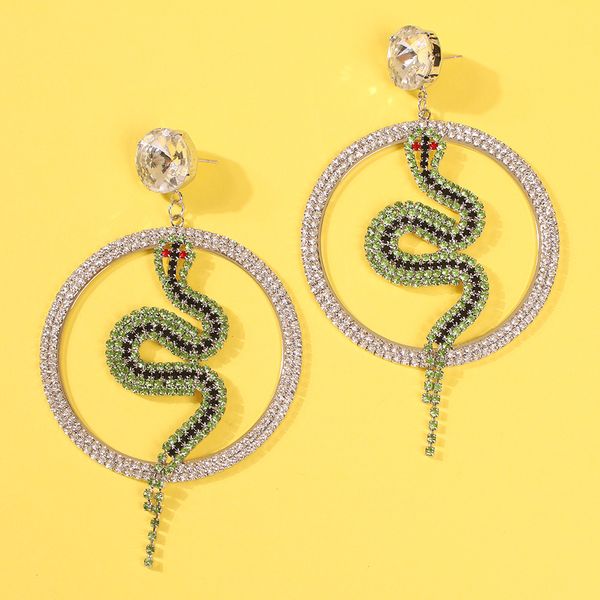 european and american-style new green snake flash diamond earrings temperament wild great circle ring net red-drop earrings, Golden
european and american-style new green snake flash diamond earrings temperament wild great circle ring net red-drop earrings, Golden