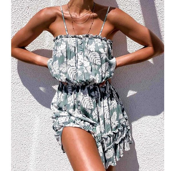 women fashion off-shoulder strap floral print sleeveless buttons ruffles dress high waist beach vacation mini dress ropa mujer
women fashion off-shoulder strap floral print sleeveless buttons ruffles dress high waist beach vacation mini dress ropa mujer