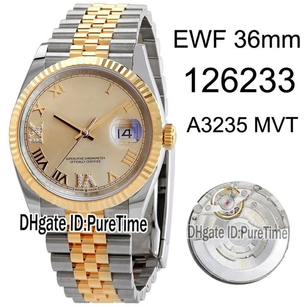ewf datejust 36 126233 a3235 automatic womens watch two tone yellow gold gold dial roman mark edition jubilee bracelet puretime r18, Slivery;brown
ewf datejust 36 126233 a3235 automatic womens watch two tone yellow gold gold dial roman mark edition jubilee bracelet puretime r18, Slivery;brown