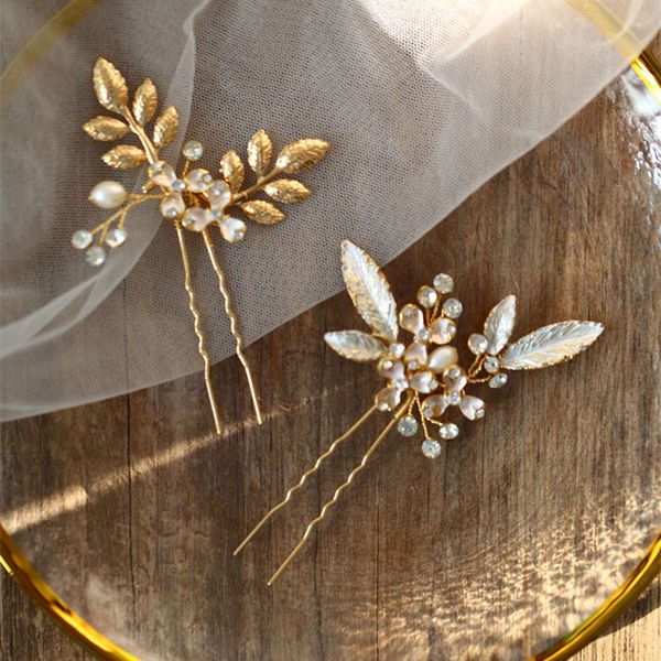 delicate gold leaf hair pins comb set bridal hair jewelry accessories wedding headpiece, Golden;white
delicate gold leaf hair pins comb set bridal hair jewelry accessories wedding headpiece, Golden;white