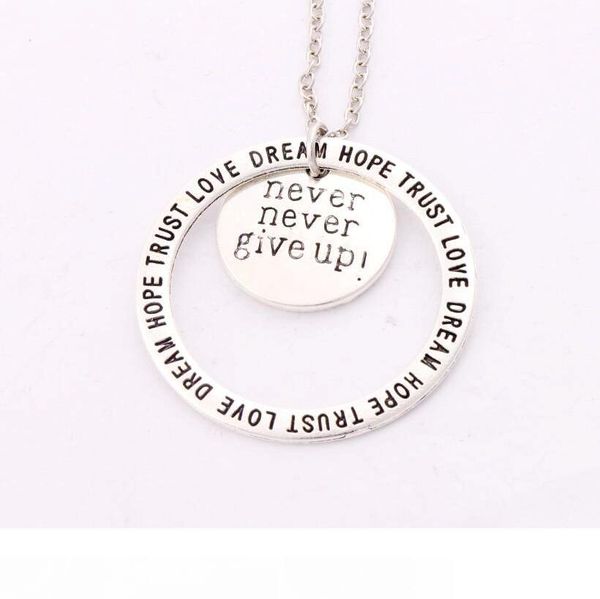 antique silver never nerver give up love dream hope trust pendant necklaces 24 inches chains n1677 8
antique silver never nerver give up love dream hope trust pendant necklaces 24 inches chains n1677 8