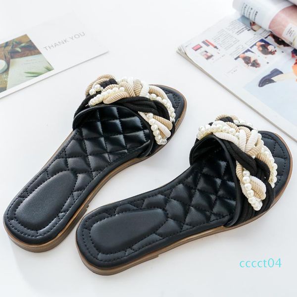 jawakye black real leather slipper woman open toe pearl flowers flat slides women fashion beach sandals 2018 ct04
jawakye black real leather slipper woman open toe pearl flowers flat slides women fashion beach sandals 2018 ct04