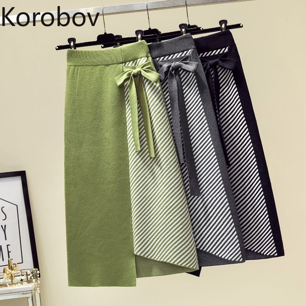 korobov korean lacing bow a-line high waist knit skirts vintage hit color striped patchwork skirt bandage falda mujer 79123, Black
korobov korean lacing bow a-line high waist knit skirts vintage hit color striped patchwork skirt bandage falda mujer 79123, Black
