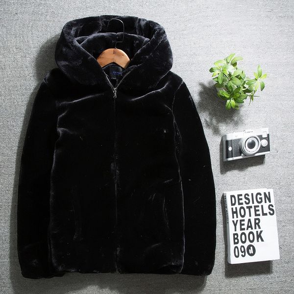 winter new men's fur imitation mink coat short hooded casual coat imitation velvet fur one male, Black
winter new men's fur imitation mink coat short hooded casual coat imitation velvet fur one male, Black
