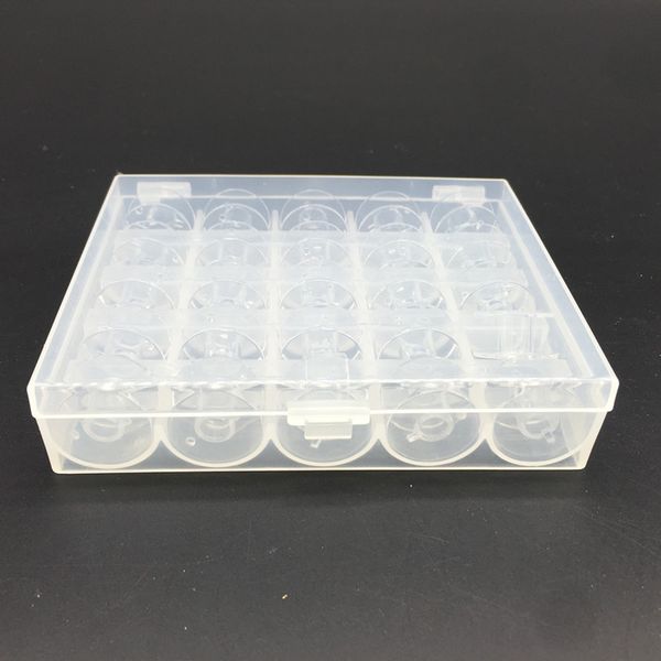 box with 25 pcs transparent plastic empty bobbins sewing machine spools for most sewing machine tools, Black
box with 25 pcs transparent plastic empty bobbins sewing machine spools for most sewing machine tools, Black