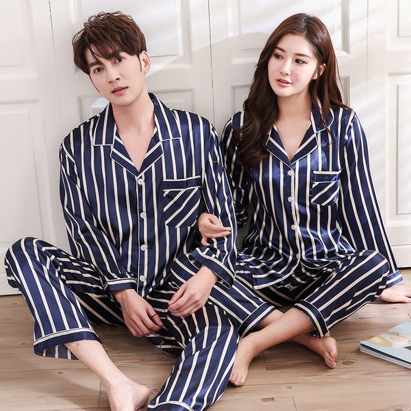 satin couples pajamas blue stripe pyjamas women sleepwear spring autumn casual silk female suit long sleeve female pijama, Blue;gray
satin couples pajamas blue stripe pyjamas women sleepwear spring autumn casual silk female suit long sleeve female pijama, Blue;gray