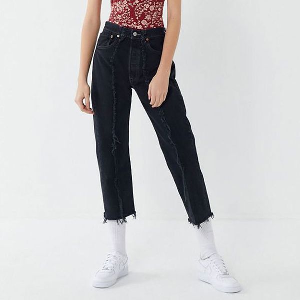 fashion jeans for women mid waist tassel splice button zipper pocket jeans casual denim wide leg pants das senhoras l42, Blue
fashion jeans for women mid waist tassel splice button zipper pocket jeans casual denim wide leg pants das senhoras l42, Blue