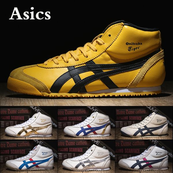 

Asics Onitsuka Tiger MEXICO 9 Men Running Shoes Stripe Black White Gold Best Qualit Designer Sneakers Sport Shoes Size 36-45