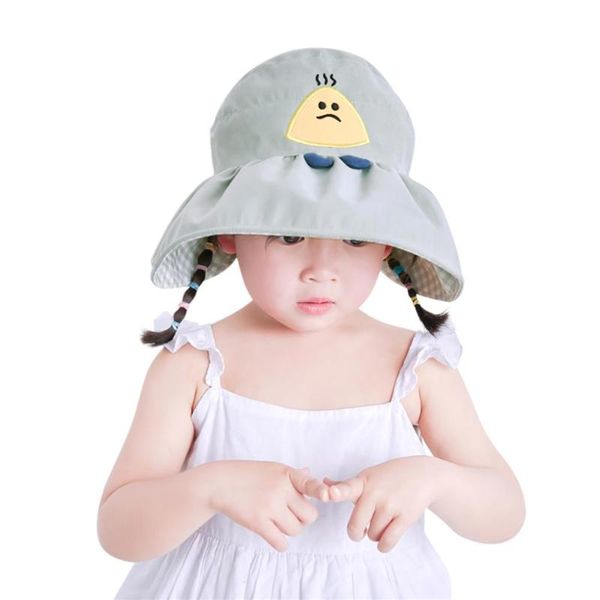 spring summer babies cartoon plaid bucket caps, Yellow 
spring summer babies cartoon plaid bucket caps, Yellow