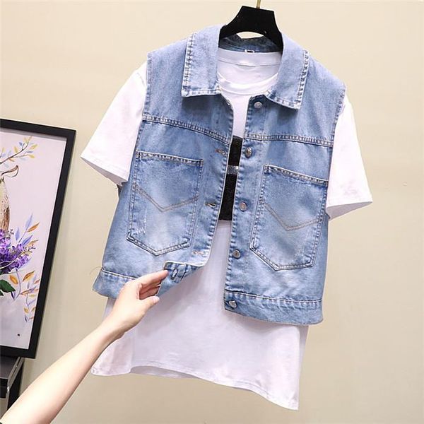 summer jean womens vest lapel neck sleeveless womens outerwear light blue ladies spring coats, Black;white
summer jean womens vest lapel neck sleeveless womens outerwear light blue ladies spring coats, Black;white