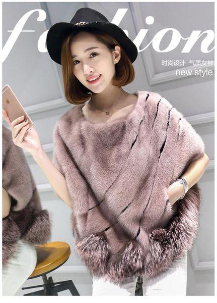 women's fur & faux women real cape o-neck mink shawl with on bottom female winter pullover bat sleeves jacket, Black
women's fur & faux women real cape o-neck mink shawl with on bottom female winter pullover bat sleeves jacket, Black