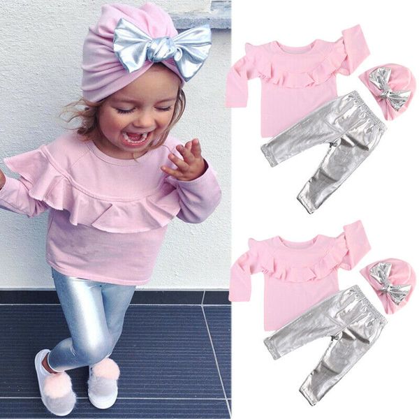 toddler baby girls clothes pink ruffles long sleeve bling pants leggings hat outfits set, White
toddler baby girls clothes pink ruffles long sleeve bling pants leggings hat outfits set, White