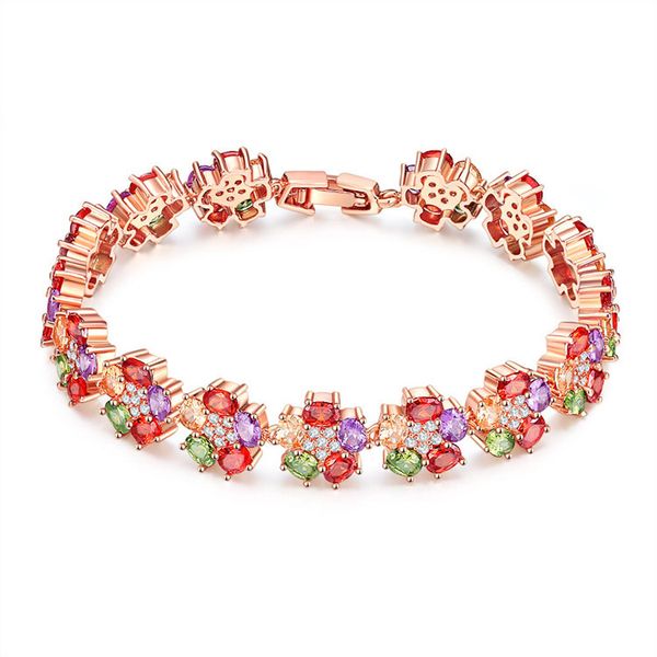 new rose gold color bracelet colorful shining cubic zircon flower bracelet for women party fashion jewelry pulseras mujer, Black
new rose gold color bracelet colorful shining cubic zircon flower bracelet for women party fashion jewelry pulseras mujer, Black