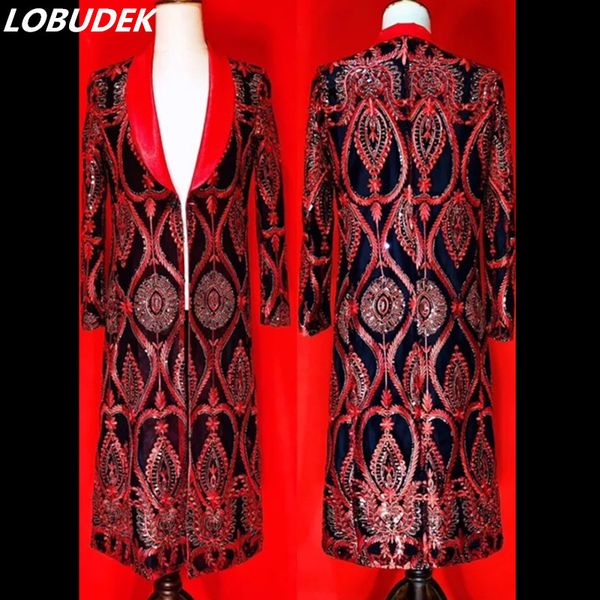 men's suits & blazers male singer nightclub bar red sequins overcoat long coat punk dancer stage concert performance blazer customized, White;black
men's suits & blazers male singer nightclub bar red sequins overcoat long coat punk dancer stage concert performance blazer customized, White;black