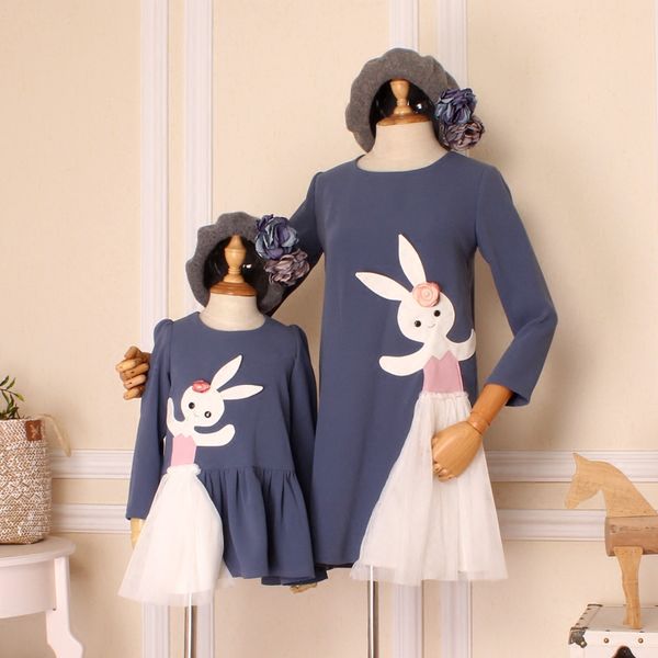 mother daughter dress cartoon rabbits cute fashion long sleeve dresses family look spring new style softening, Blue
mother daughter dress cartoon rabbits cute fashion long sleeve dresses family look spring new style softening, Blue