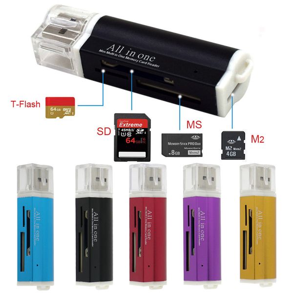 

slinky and fashion for micro sd sdhc tf m2 mmc ms pro duo all in 1 usb 2.0 multi memory card reader high transmission speed