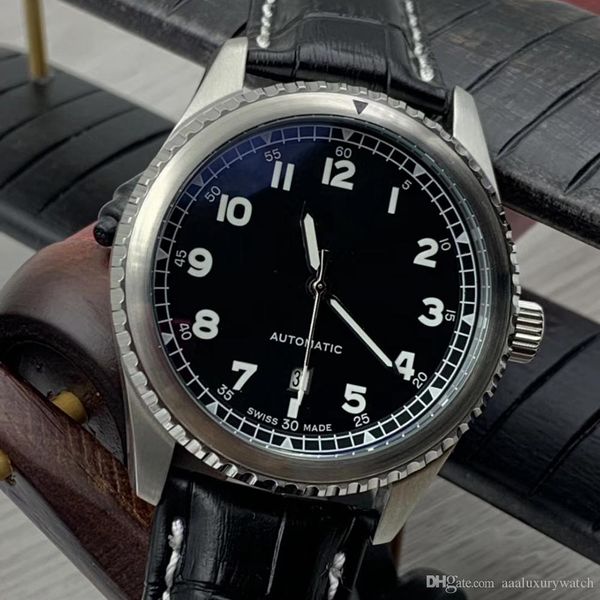 leather band screw down crown aviator 8 automatic luminous arabic numerals markers black dial mens watch outdoor wristwatches, Slivery;brown
leather band screw down crown aviator 8 automatic luminous arabic numerals markers black dial mens watch outdoor wristwatches, Slivery;brown