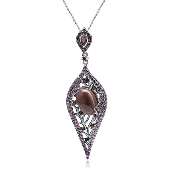 gem's ballet 100% 925 sterling sliver natural smoky quartz gemstone vintage gothic punk pendant necklace for women party jewelry, Silver
gem's ballet 100% 925 sterling sliver natural smoky quartz gemstone vintage gothic punk pendant necklace for women party jewelry, Silver