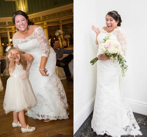 plus size full lace mermaid wedding dresses 3/4 sleeves sleeves off shoulder floor length vestido de novia wedding dress bridal gowns, White
plus size full lace mermaid wedding dresses 3/4 sleeves sleeves off shoulder floor length vestido de novia wedding dress bridal gowns, White