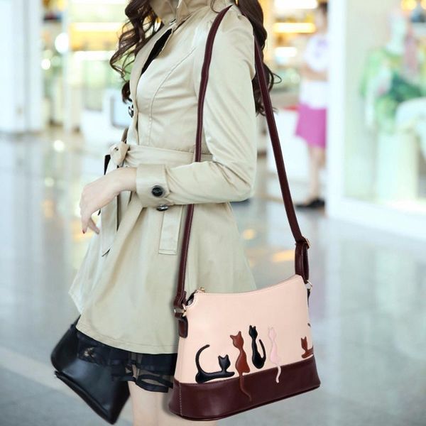 leather women bags fashion women cat leather shoulder bag cross body purse handbag messenger bags