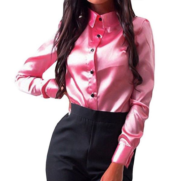 women fabala satin blouse elegant ladies button-down office wear autumn turn-down collar long sleeve shirt, White
women fabala satin blouse elegant ladies button-down office wear autumn turn-down collar long sleeve shirt, White