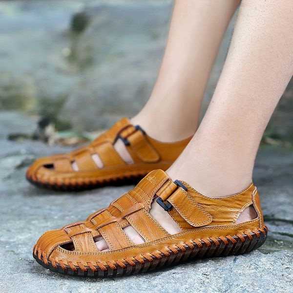 new men leather sandals outdoor 2019 summer handmade men shoes breathable casual shoes footwear walking sandals big size, Black
new men leather sandals outdoor 2019 summer handmade men shoes breathable casual shoes footwear walking sandals big size, Black