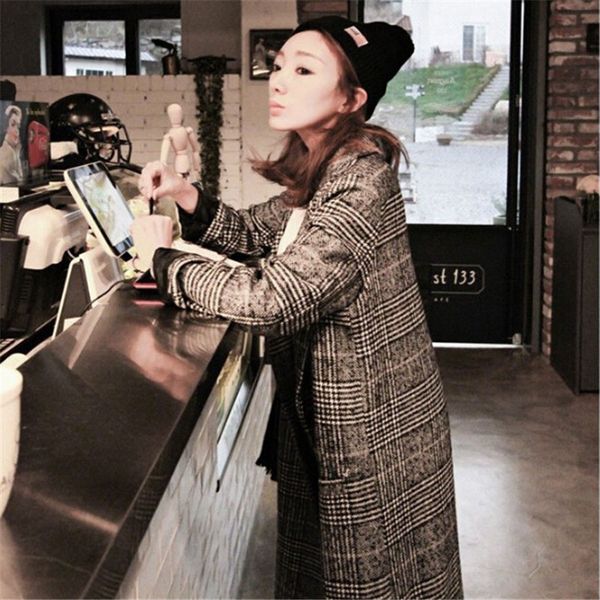 2018 korean winter retro all-match lattice coat female long coat new simple loose woolen, Black
2018 korean winter retro all-match lattice coat female long coat new simple loose woolen, Black