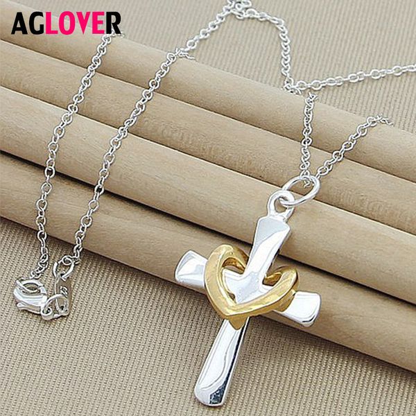925 sterling silver heart cross pendant necklace for woman girl charm gift jewelry
925 sterling silver heart cross pendant necklace for woman girl charm gift jewelry