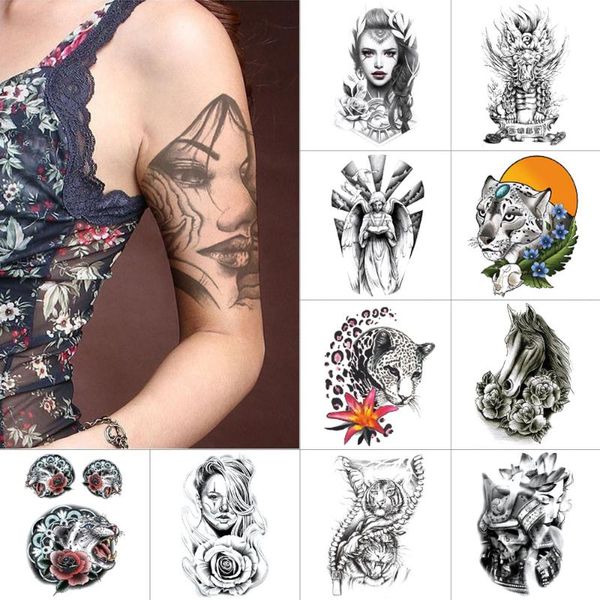 black temporary tattoo stickers leopard tiger lion dragon horse waterproof fake tattoos rose lotus flower sticker tattoo for leg
black temporary tattoo stickers leopard tiger lion dragon horse waterproof fake tattoos rose lotus flower sticker tattoo for leg