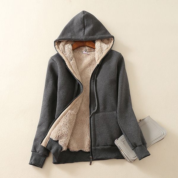 fashion winter women's hoodies plush fleece jacket slim fit long sleeve warm fur wear on both sides casual outwear female jacket, Black
fashion winter women's hoodies plush fleece jacket slim fit long sleeve warm fur wear on both sides casual outwear female jacket, Black