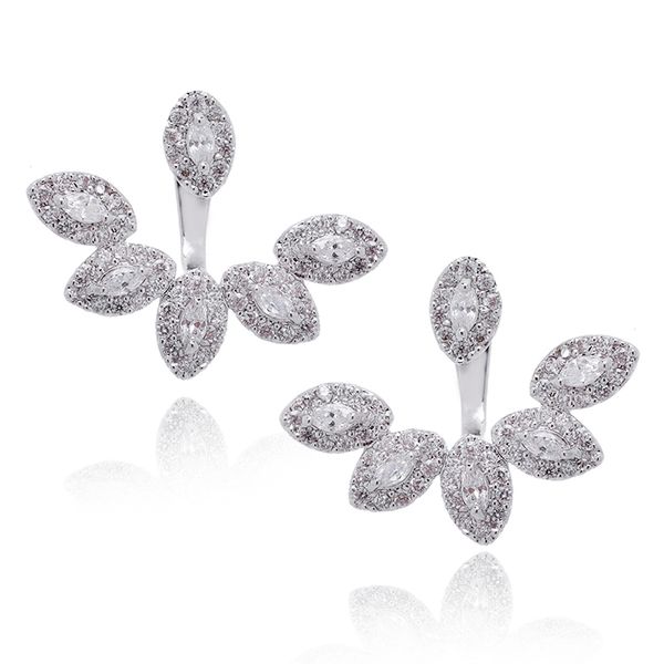 xiumeiyizu rhodium plated front back 2 in 1 ear jacket zircon peeking feather rhodium plated stud fashion cuff earrings, Silver
xiumeiyizu rhodium plated front back 2 in 1 ear jacket zircon peeking feather rhodium plated stud fashion cuff earrings, Silver