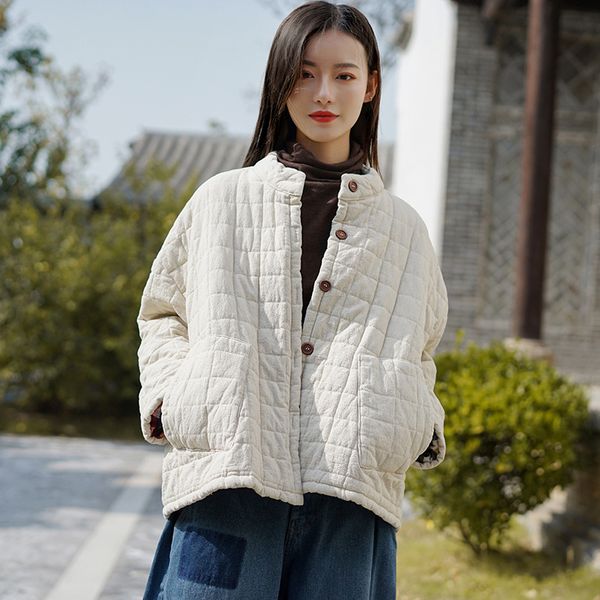 women bat sleeve parkas plaid coat stand long sleeve button 2019 winter new warm plus size women cloths vintage parkas, Black
women bat sleeve parkas plaid coat stand long sleeve button 2019 winter new warm plus size women cloths vintage parkas, Black