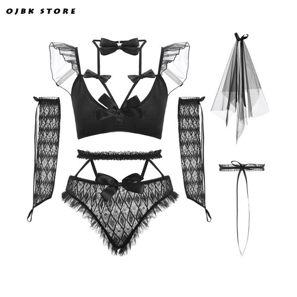 5pcs lingerie set for women lace push up transparent bra erotic girl underwear g-string stocking sling bride gift girlfiend, Red;black
5pcs lingerie set for women lace push up transparent bra erotic girl underwear g-string stocking sling bride gift girlfiend, Red;black
