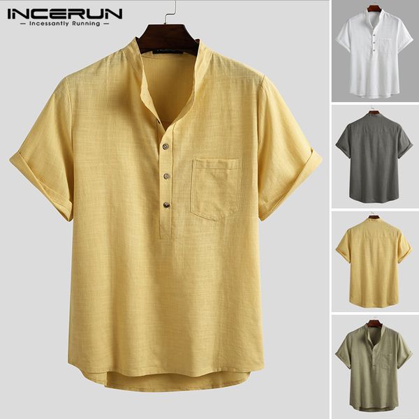 incerun mens cotton shirt summer short sleeve 2020 solid stand collar streetwear loose vintage harajuku casual camisa, White;black
incerun mens cotton shirt summer short sleeve 2020 solid stand collar streetwear loose vintage harajuku casual camisa, White;black
