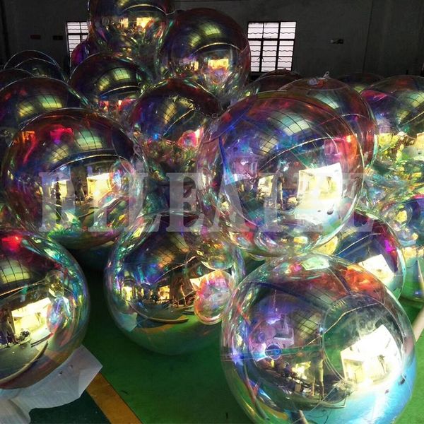 Fancy Design 2m-3m Diameter Inflatable Mirror Ball / Sealed Silver Mirror Balloon Toy / Outdoor Ball Item Decoration Show