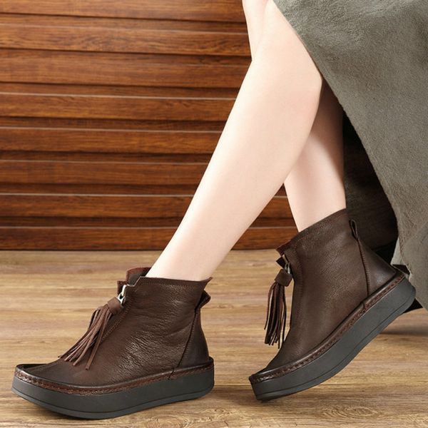 women ankle boots genuine leather 3 cm low heels winter shoes women boots handmade leather retro brand shoe, Black
women ankle boots genuine leather 3 cm low heels winter shoes women boots handmade leather retro brand shoe, Black