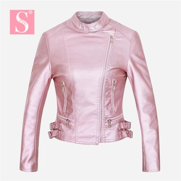 stvy 2018 spring autumn fashion women's short washed pu leather jacket zipper bright colors totem ladies jackets good quality, Black
stvy 2018 spring autumn fashion women's short washed pu leather jacket zipper bright colors totem ladies jackets good quality, Black
