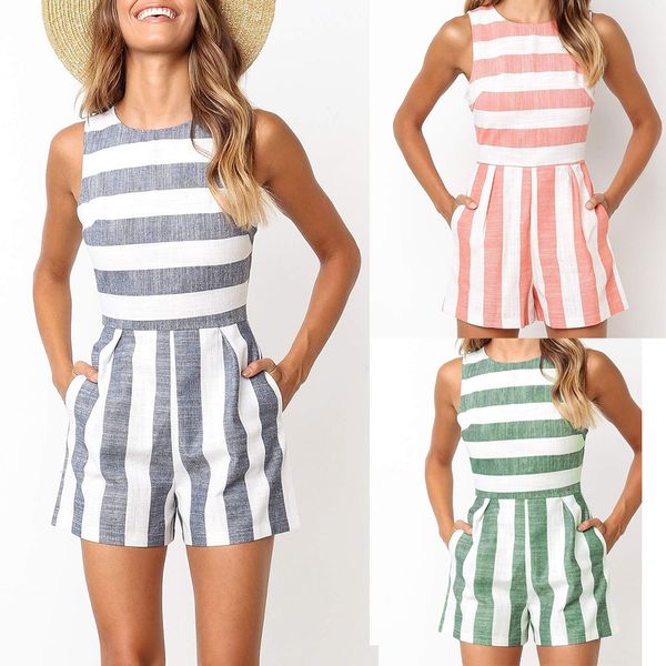 new style 2019 summer fashion blue green gray pink stripes women's jumpsuit england style o-neck sleeveless rompers, Black;white
new style 2019 summer fashion blue green gray pink stripes women's jumpsuit england style o-neck sleeveless rompers, Black;white