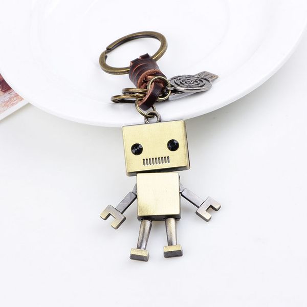 creative persaonlity fashion knitting leather antique bronze plated alloy robot keychains gift vintage key rings jewelry, Silver 
creative persaonlity fashion knitting leather antique bronze plated alloy robot keychains gift vintage key rings jewelry, Silver