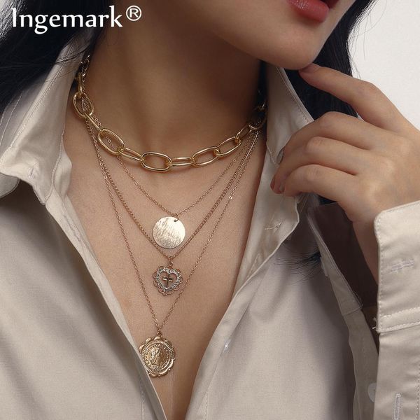 punk multi layer cross jesus pendant choker necklace gothic love heart coin clavicle big chunky chain women christian jewelry, Silver
punk multi layer cross jesus pendant choker necklace gothic love heart coin clavicle big chunky chain women christian jewelry, Silver