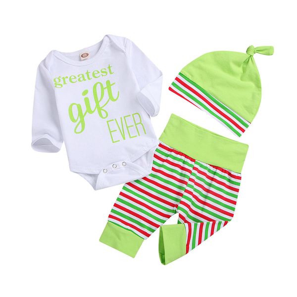 0-2y infant kids baby girls boys casual clothes 3pcs letter print long sleeve white romper +striped pants+hats
0-2y infant kids baby girls boys casual clothes 3pcs letter print long sleeve white romper +striped pants+hats
