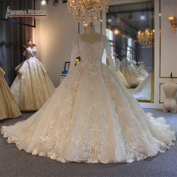 2020 sweetheart lace ball gown wedding dresses muslim long sleeves open back plus size bridal gown real pictures, White
2020 sweetheart lace ball gown wedding dresses muslim long sleeves open back plus size bridal gown real pictures, White