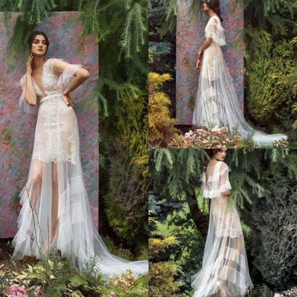 2020 papilio bohemian wedding dresses lace applique sheer neck a line boho bridal dress custom made summer beach wedding gowns, White
2020 papilio bohemian wedding dresses lace applique sheer neck a line boho bridal dress custom made summer beach wedding gowns, White