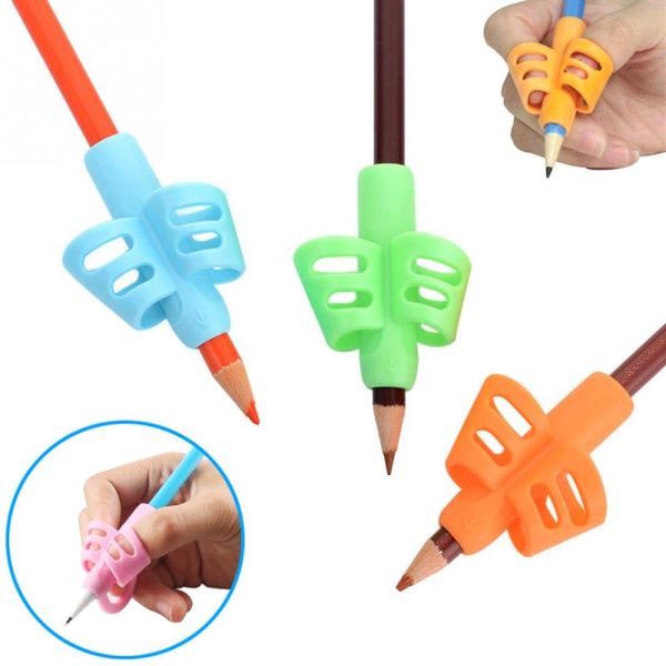 3pcs/set children pencil holder tools silicone two finger ergonomic posture correction tools pencil writing aid grip, Black;red 
3pcs/set children pencil holder tools silicone two finger ergonomic posture correction tools pencil writing aid grip, Black;red