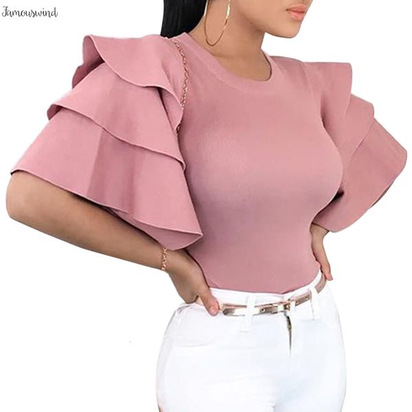 women ruffles short sleeve blouses shirt summer elegant o neck slim ladies office 2019 korean fashion pink red blouse blusa, White
women ruffles short sleeve blouses shirt summer elegant o neck slim ladies office 2019 korean fashion pink red blouse blusa, White