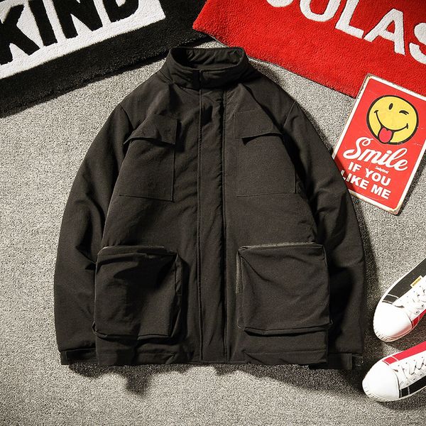 winter new cotton coat men thick warm fashion solid color casual loose collar jacket street multi-pocket outwear male clothes, Black
winter new cotton coat men thick warm fashion solid color casual loose collar jacket street multi-pocket outwear male clothes, Black
