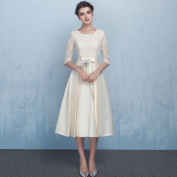 champagne navy black satin bridesmaid dress with bow new lace half sleeves wedding party dress in stock, White;pink
champagne navy black satin bridesmaid dress with bow new lace half sleeves wedding party dress in stock, White;pink